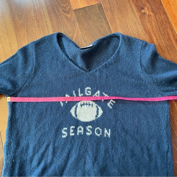 Wooden Ships Tailgate Season Navy Blue White Sweater Mohair Wool Long Sleeve M L - Picture 8 of 10